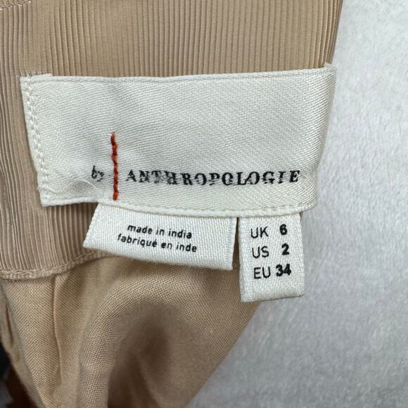 Anthropologie US size 2 neutral brown cream floral tiered halter mini dress - Picture 3 of 8